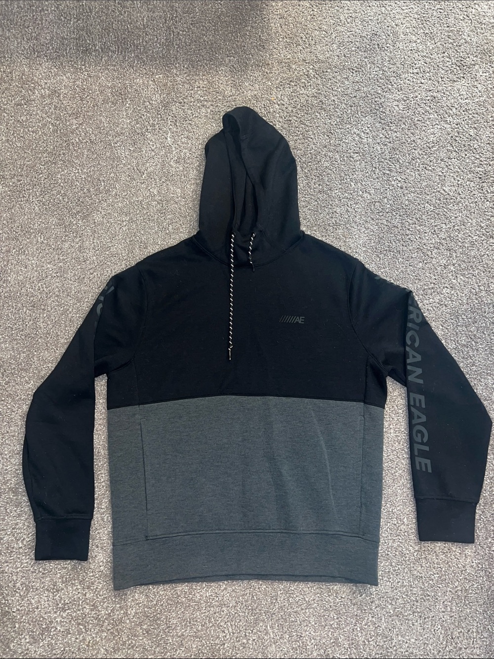 American Eagle Outfitters Black & Charcoal Two-Tone Hoodie